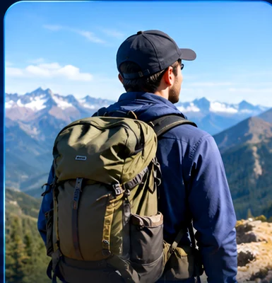 Traveler wearing a backpack outdoors