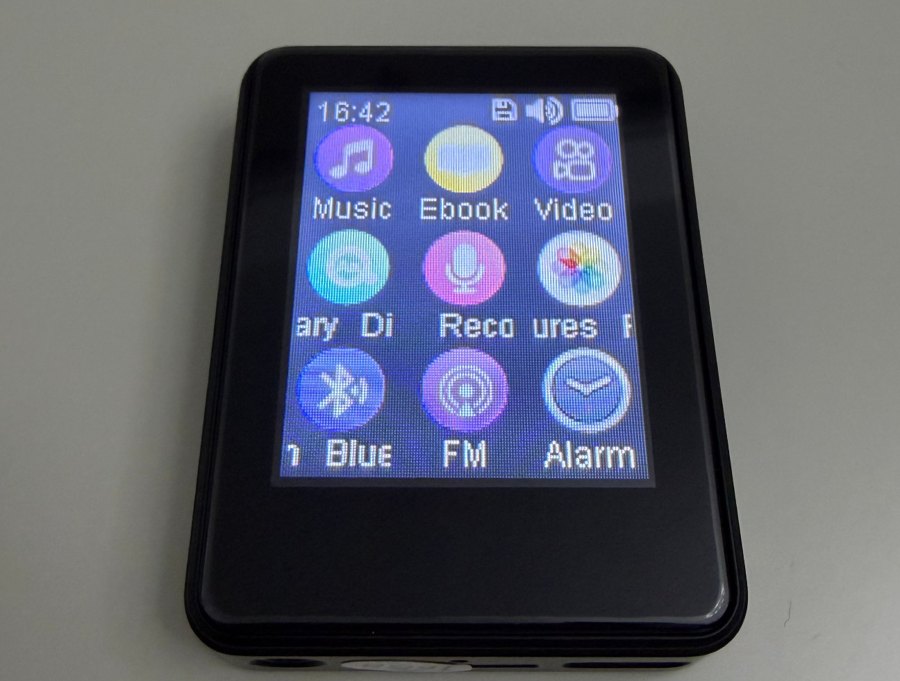 Actual M1 player with illuminated English-language menu